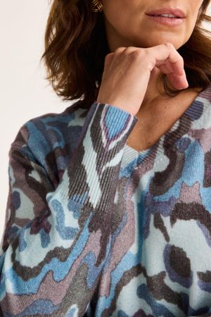 Truien - V-halstrui met abstracte print