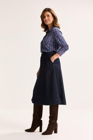 Jupe &eacute;vas&eacute;e en denim stretch