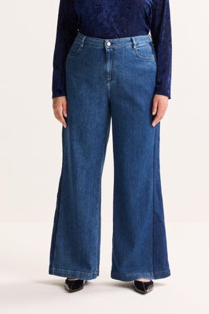 Broeken - Wide leg jeans met boord