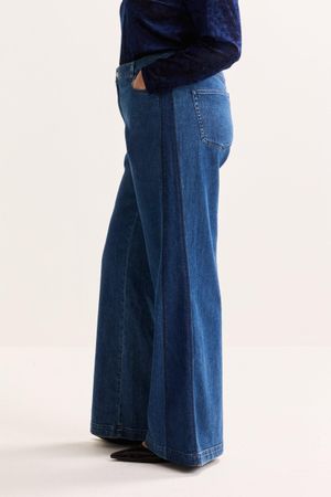 Broeken - Wide leg jeans met boord