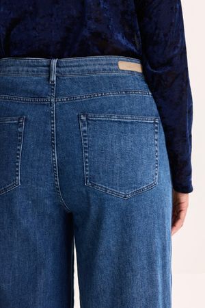 Broeken - Wide leg jeans met boord