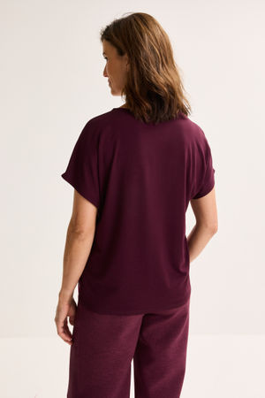 Sweatvest - T-shirtblouse met satijnen front