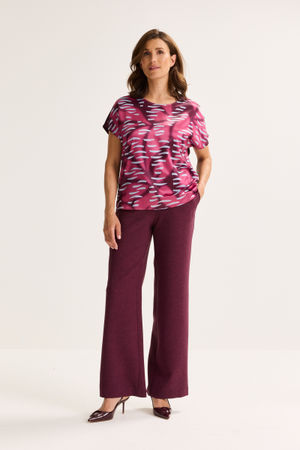 Sweatvest - T-shirtblouse met satijnen front
