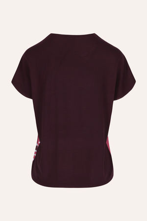 Sweatvest - T-shirtblouse met satijnen front