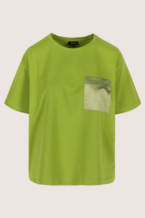 Sweatvest - T-shirt met satijnen borstzakje