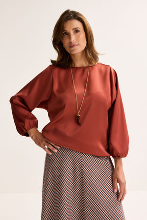 Satijnen blouse op elastiek