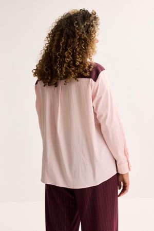 Hemden - Popeline shirt met vals gilet