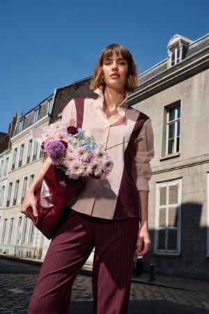 Hemden - Popeline shirt met vals gilet