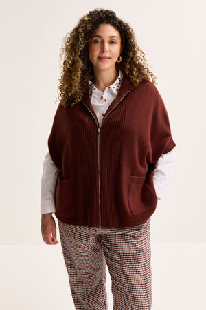 Gebreide cape met rits