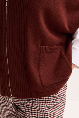 Cardigan - Gebreide cape met rits