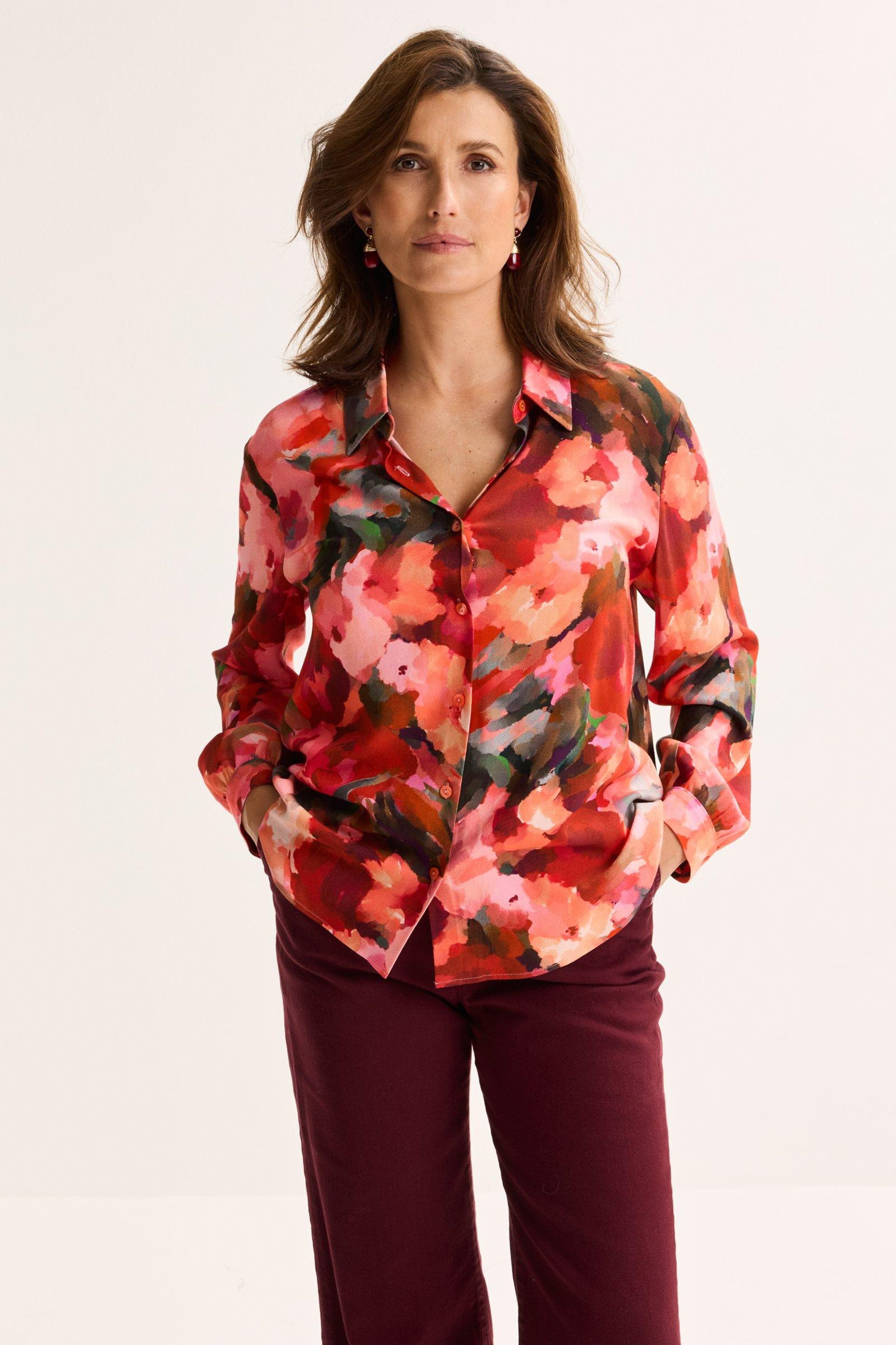 Jersey hemdblouse met bloemenprint - may