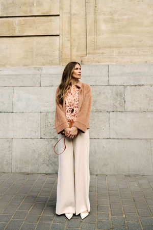 Broeken - Wijde broek in jersey jacquard