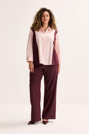 Wijde stretchbroek met krijtstreep