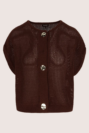 Cardigan - Mouwloze ajourcardigan