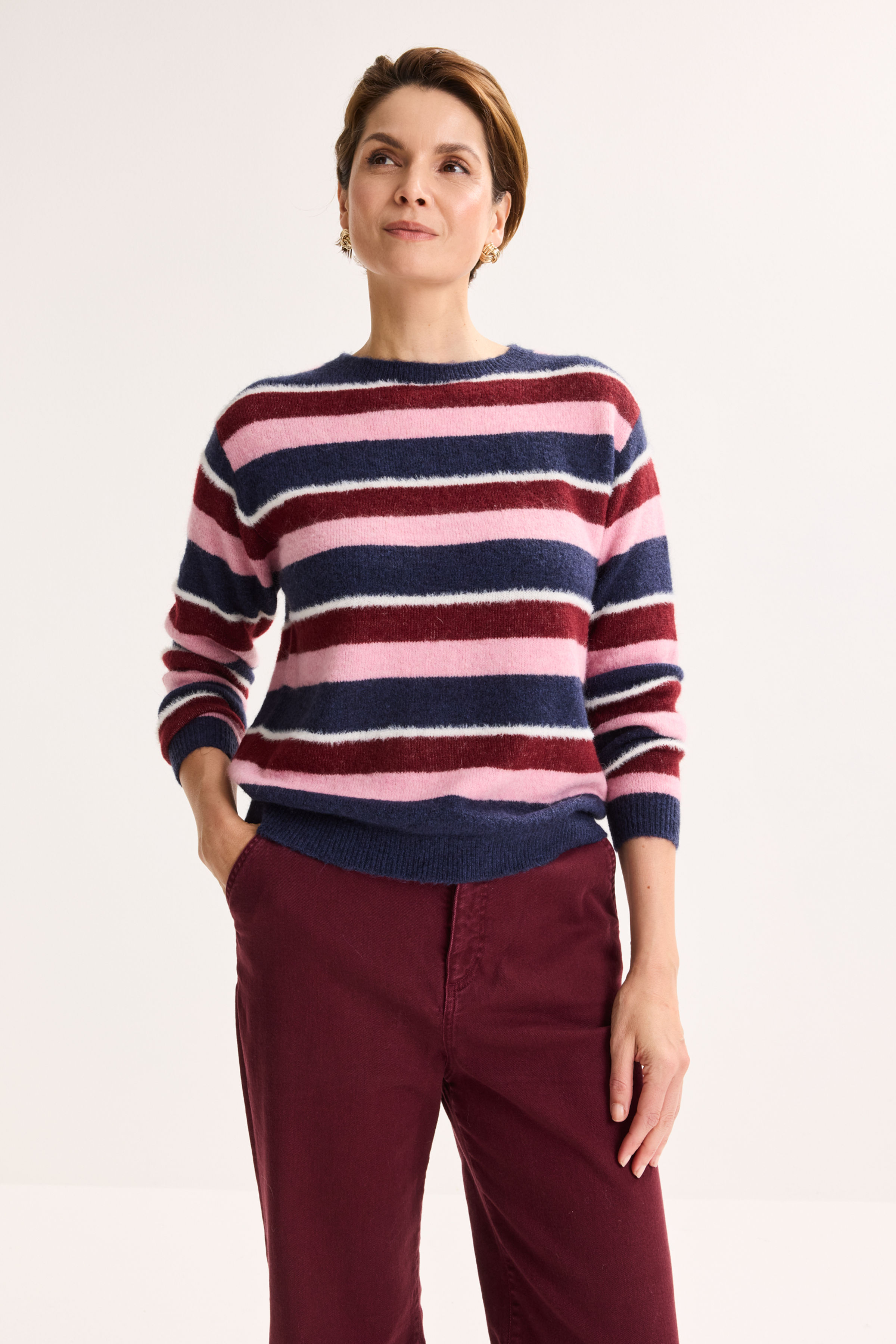Pull ray&eacute; en m&eacute;lange mohair - may