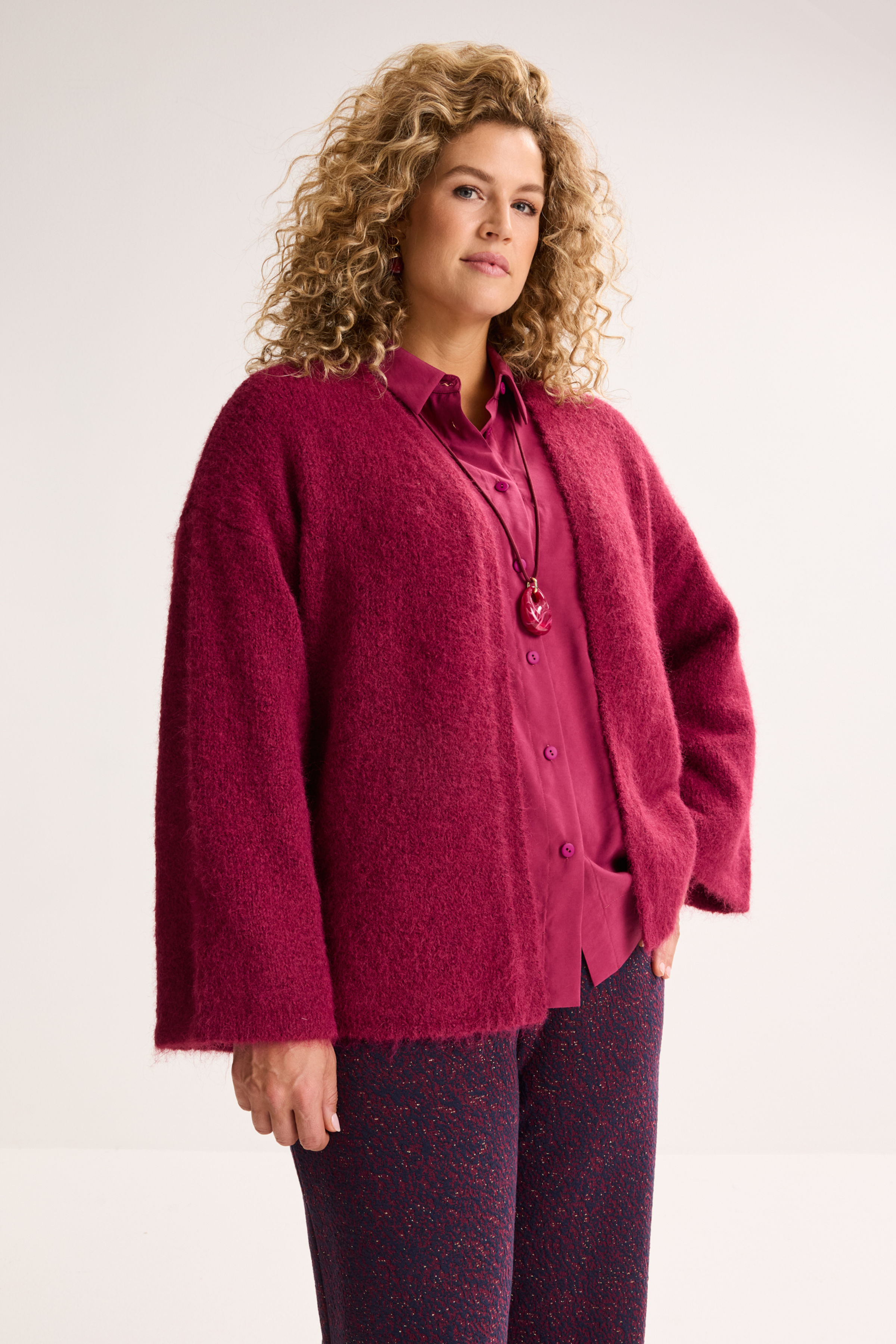 Cardigan poilu en m&eacute;lange laine - may