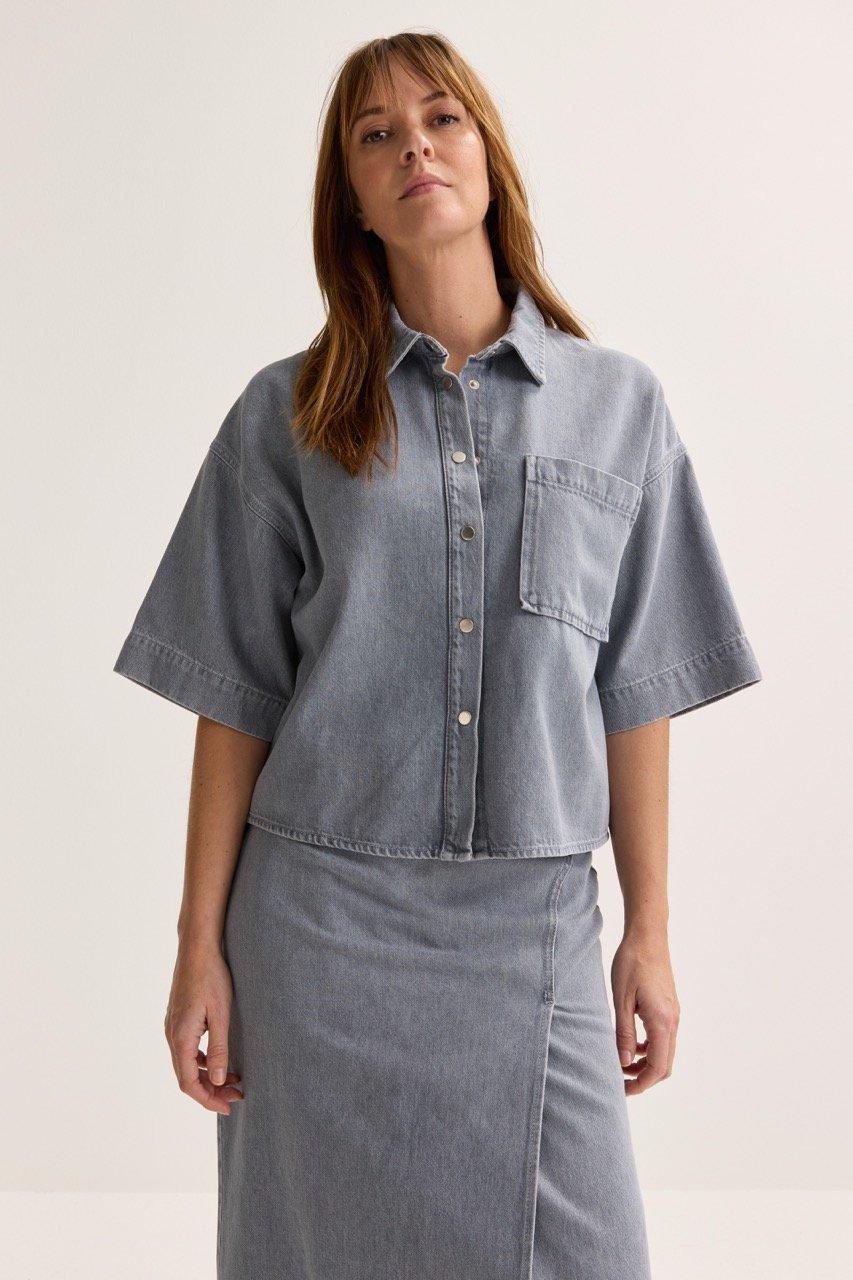 Jeanshemd Met Korte Mouw