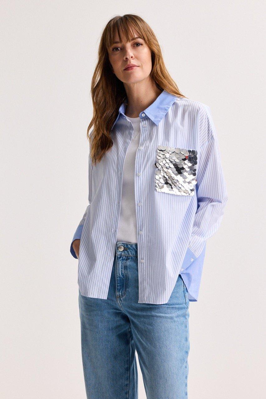 Am&eacute;line Gestreept Shirt Met Pailletten