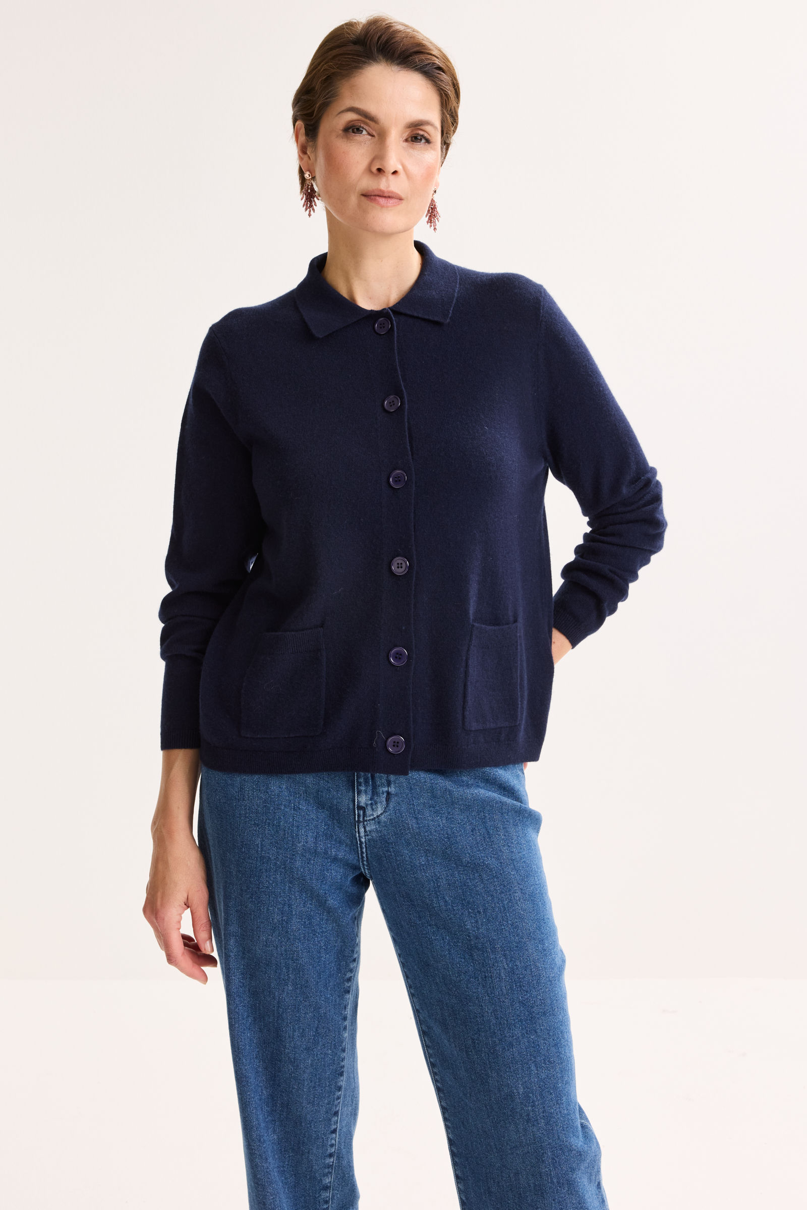 Cardigan In Merino En Kasjmierblend