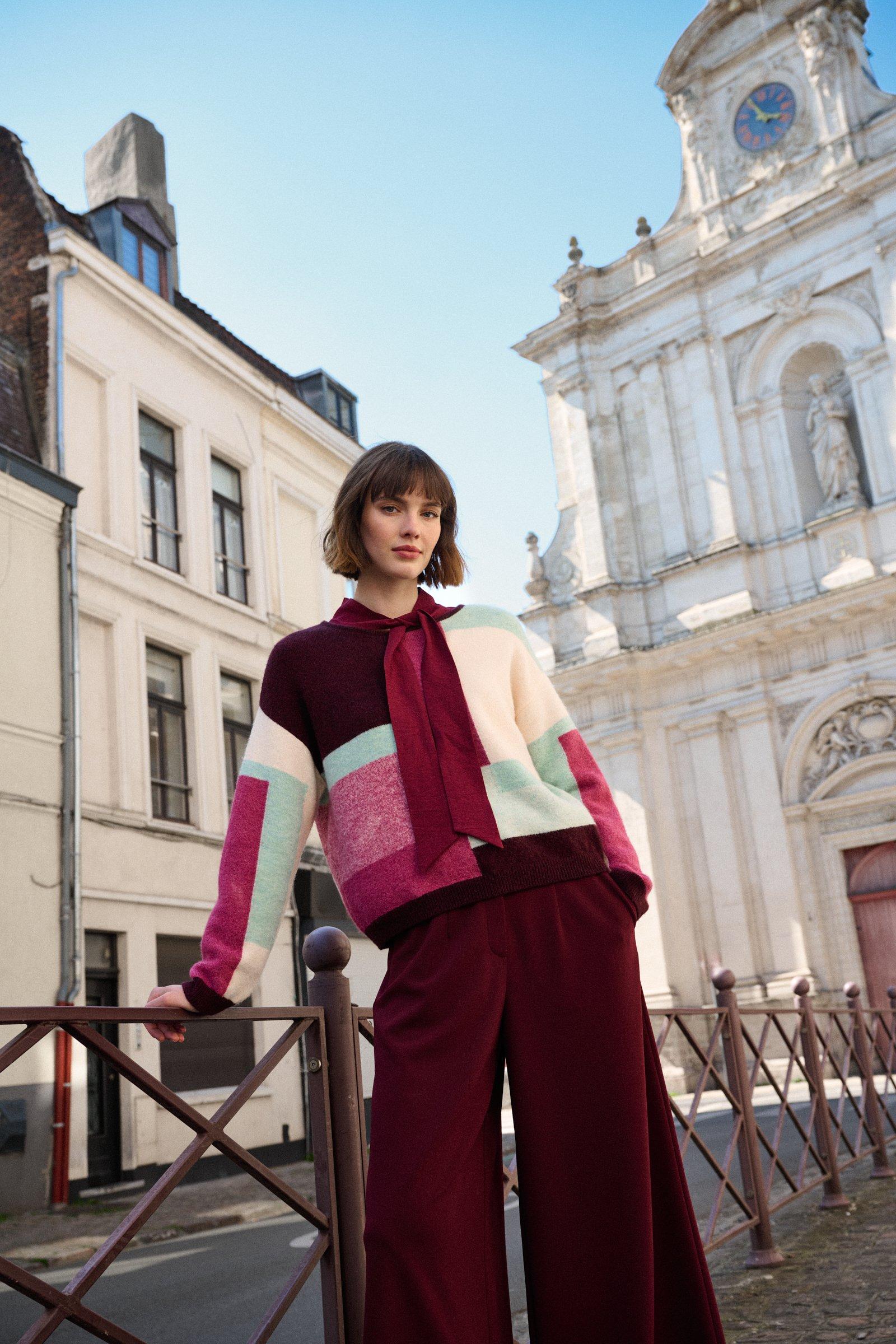 Am&eacute;line Colourblocking Trui Met Mohair
