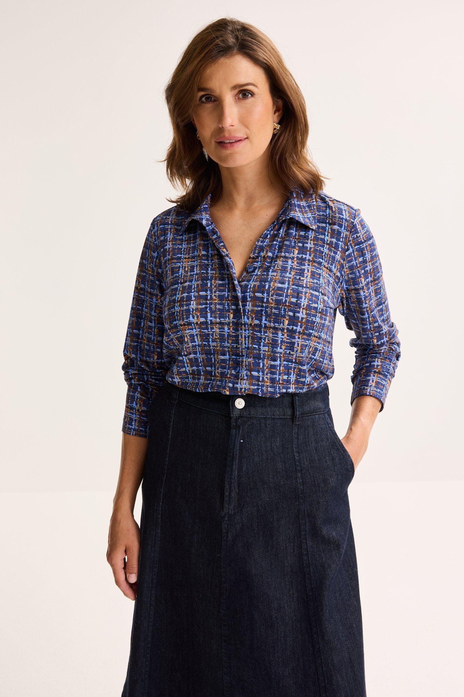 Mayerline Jersey Hemdblouse Met Abstracte Print