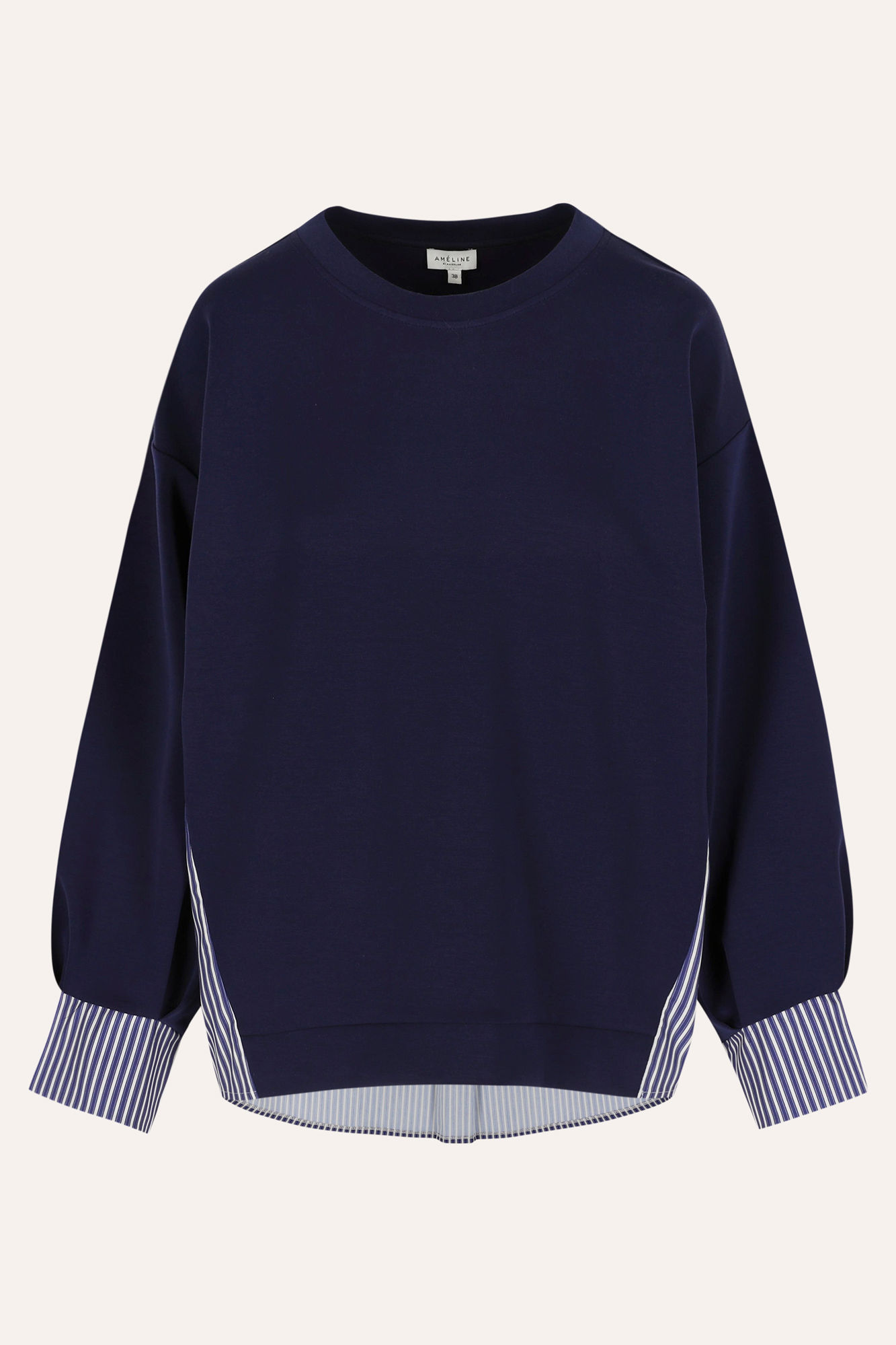 Am&eacute;line Sweatshirt Met Gestreepte Rug