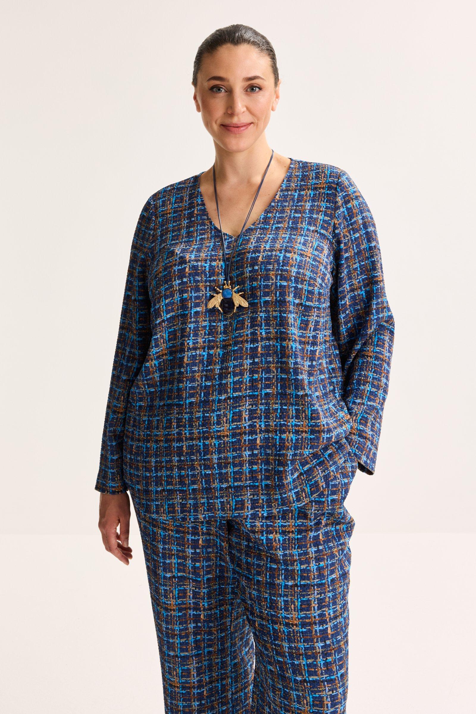 Mayerline V-halsblouse Met Abstracte Print