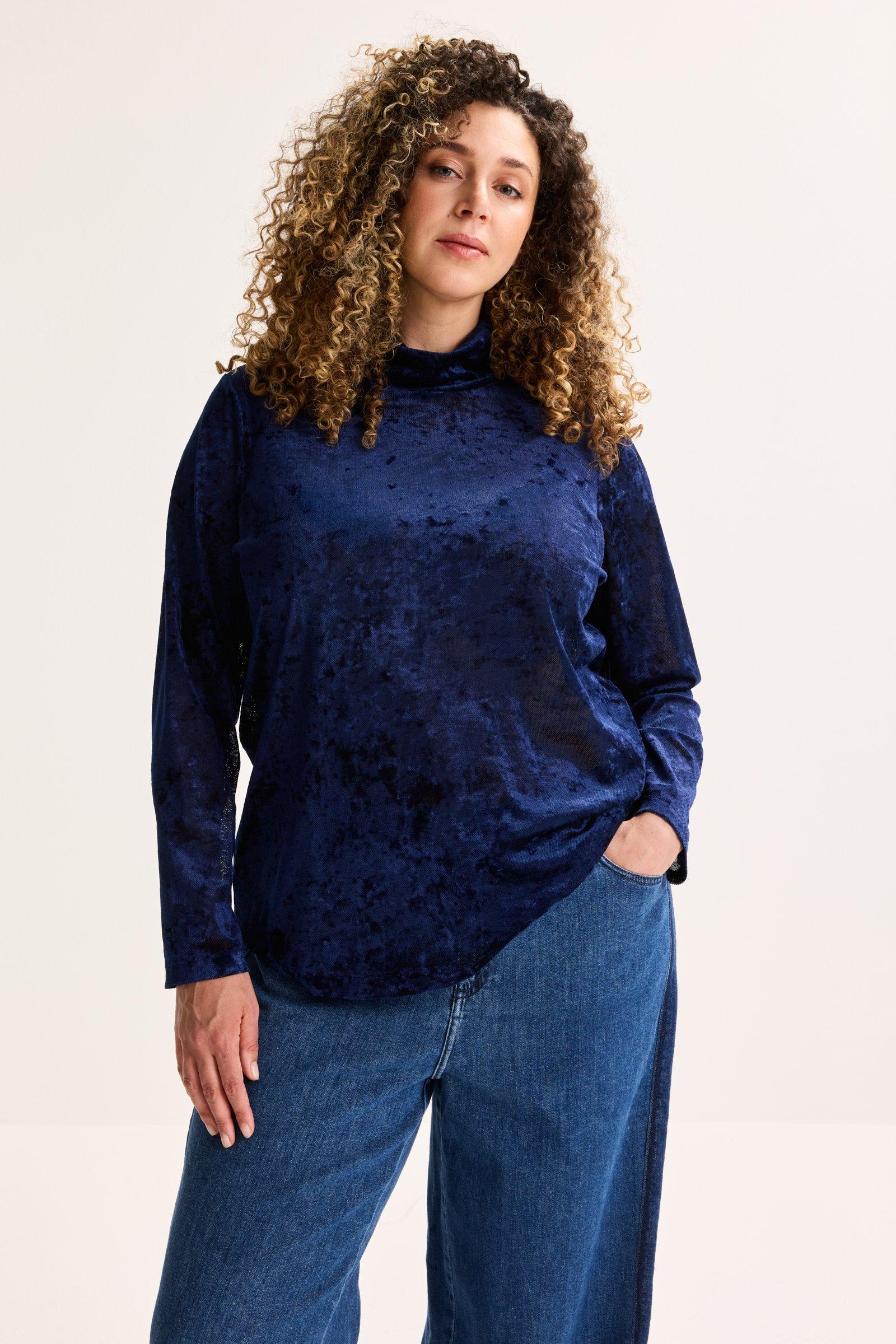 Mesh Blouse Met Velours