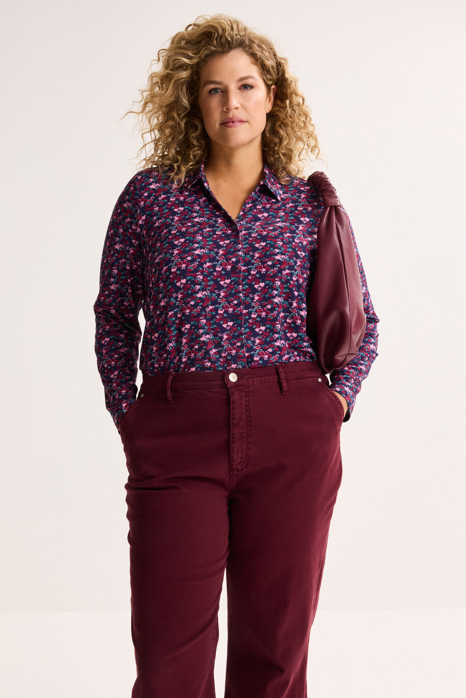 Gebloemde Hemdblouse In Jersey
